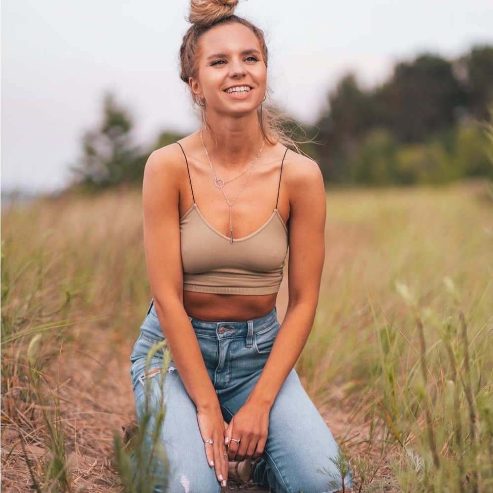 Green Spaghetti Strap Crop Top